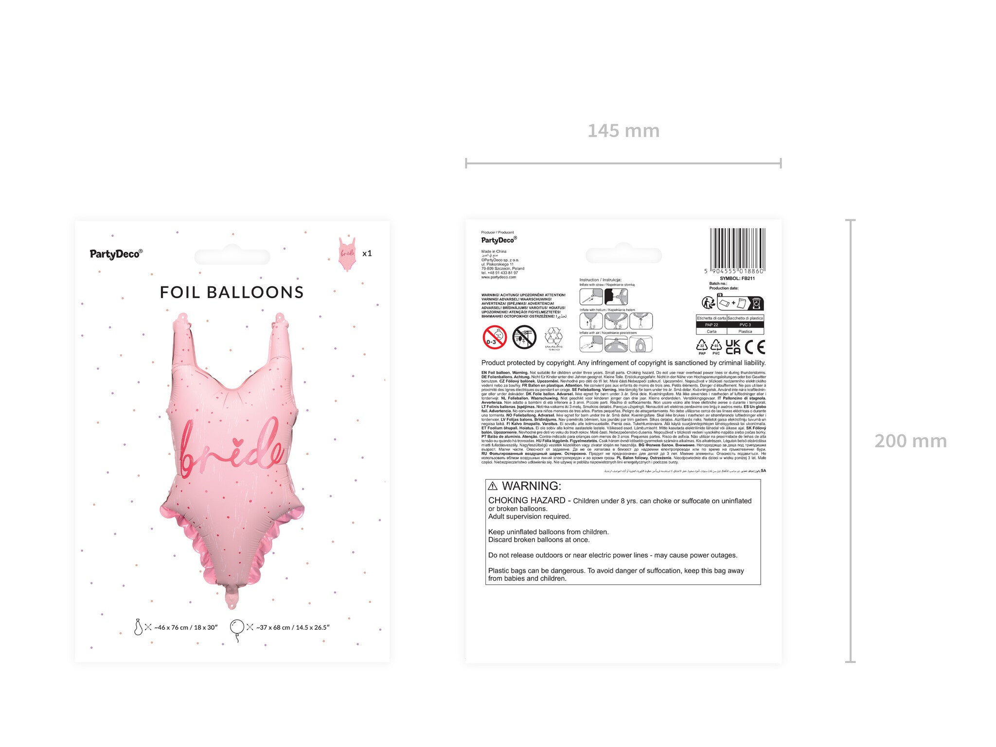 Helium Ballon Badpak Bride Leeg 68cm