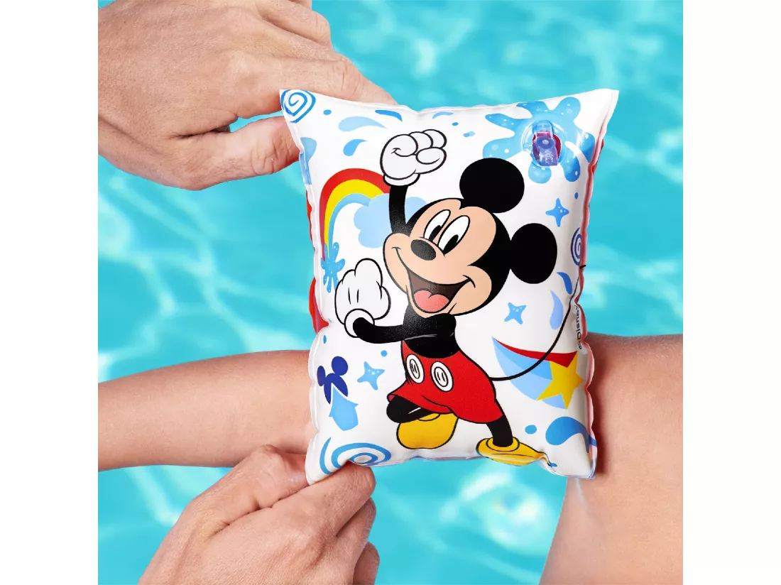 Brassards Gonflables pour Enfants de 3 à 6 ans Bestway 17x12 cm Design de Mickey Mouse Double Chambre à Air