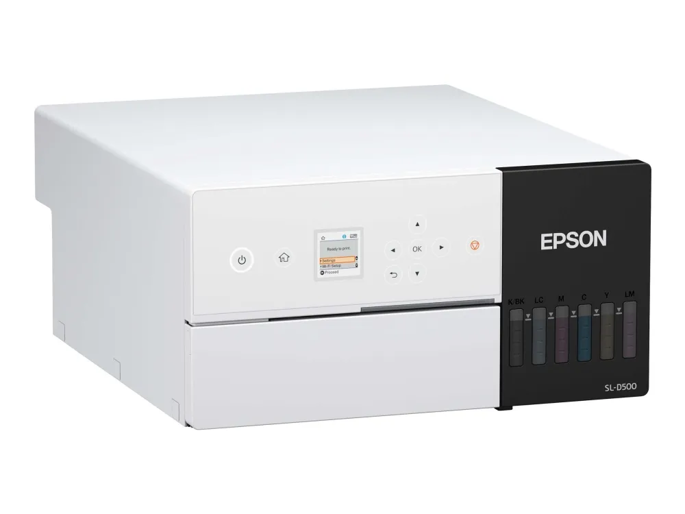 Epson SURELAB SL-D500 - Printer - farve - piezoelektrisk ink-jet - CISS - 100 x 150 mm - 1440 x 720 dpi - op til 4.17 udskrifter/min (mono) / op til 4.17 udskrifter/min (farve) - kapacitet: 100 ark - USB 2.0, LAN, Wi-Fi(n)