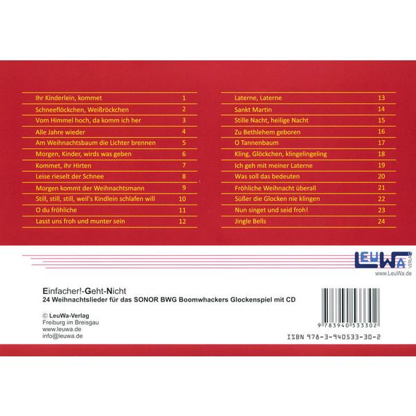 LeuWa-Verlag Weihnachtslieder Sonor BWG
