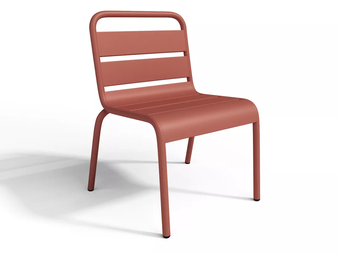 Salle à manger de jardin pour enfants en métal - une table et 4 chaises empilables - Terracotta - POPAYAN de MYLIA