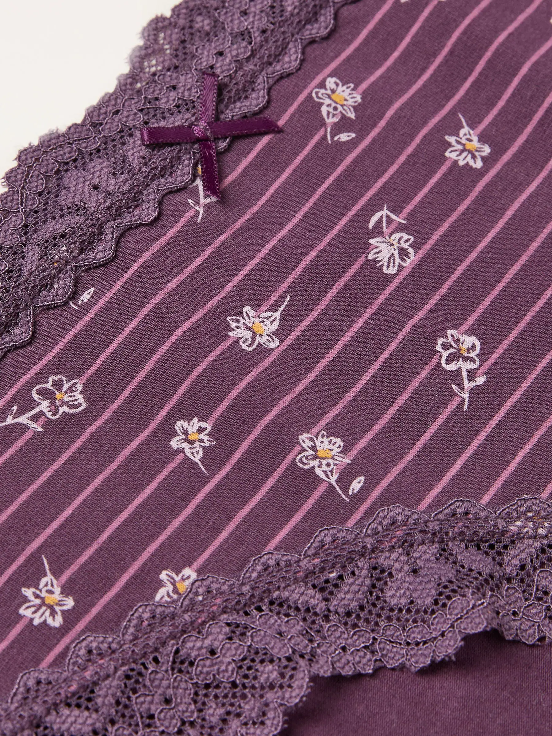 Paars - FatFace Floral Stripe Classic Knickers