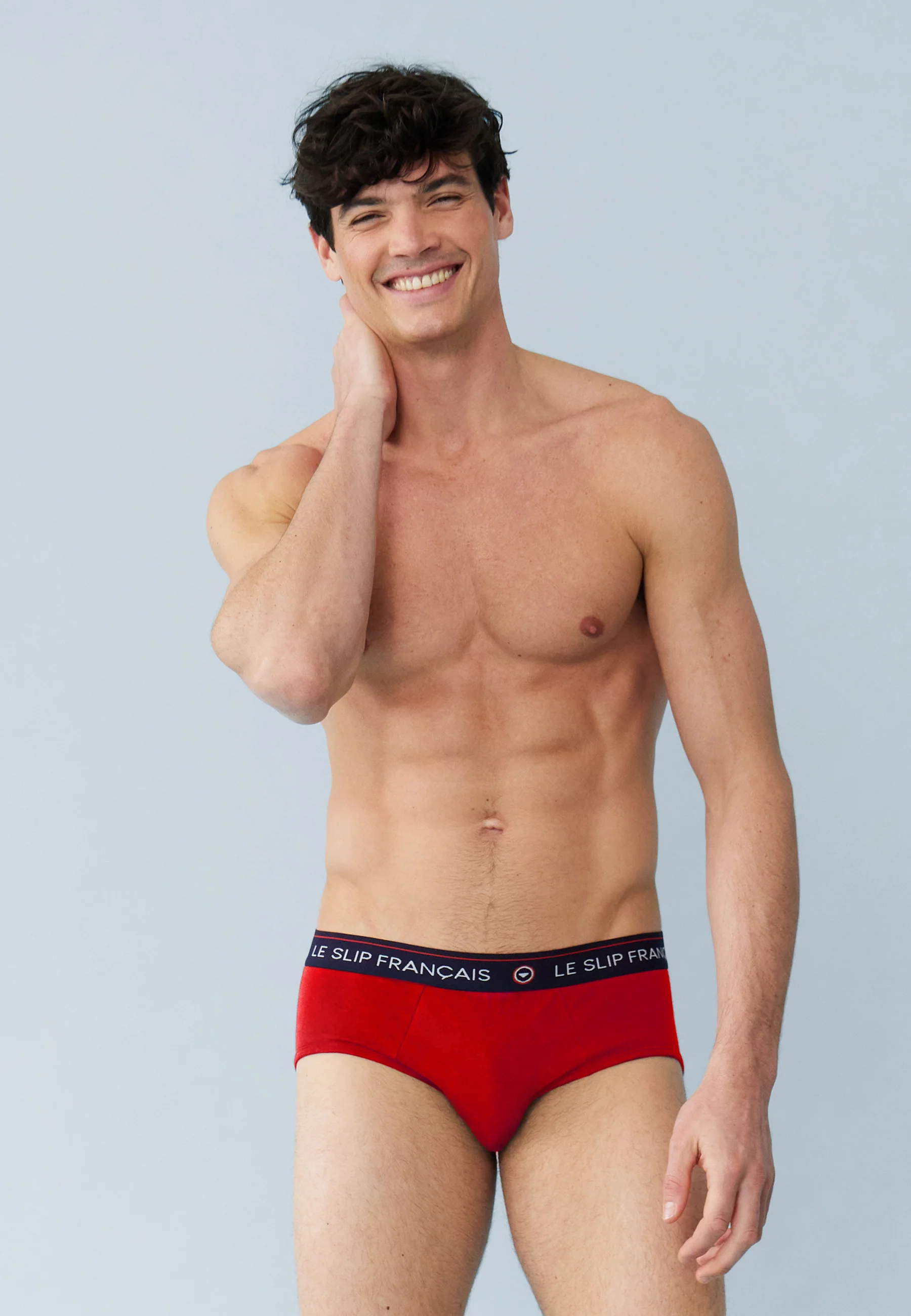 Six pack slips en coton-Pack 6 Slip Intrépide Noir Blanc Marine Rouge Cerise Gris Chiné Bleu Jean
