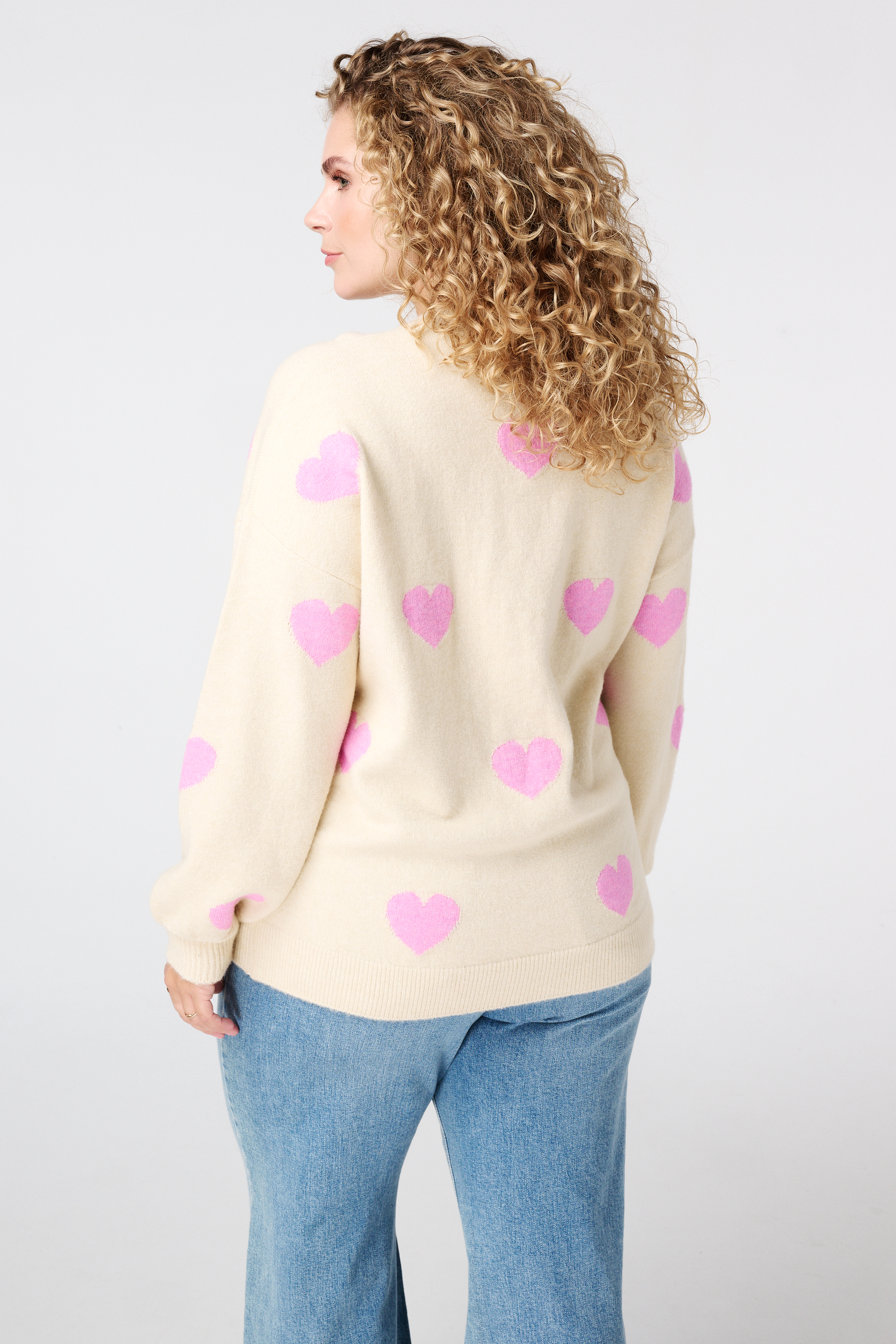 Gebreide trui met hartjespatroon Multi Pink