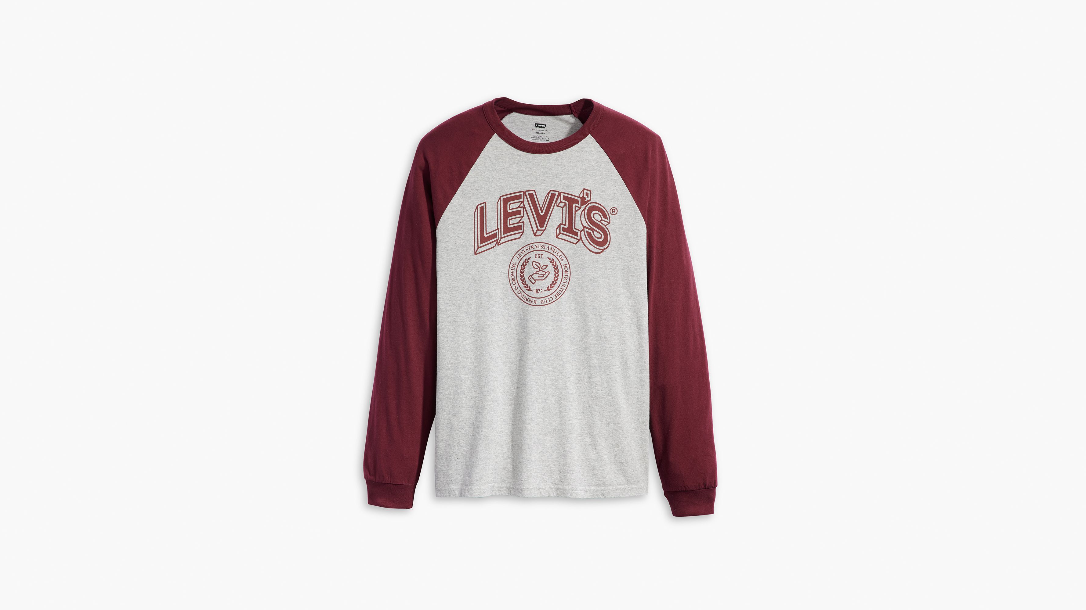 T-shirt graphique manches longues raglan - Red Mahogany / Midtone Heather Gray - Multicolore