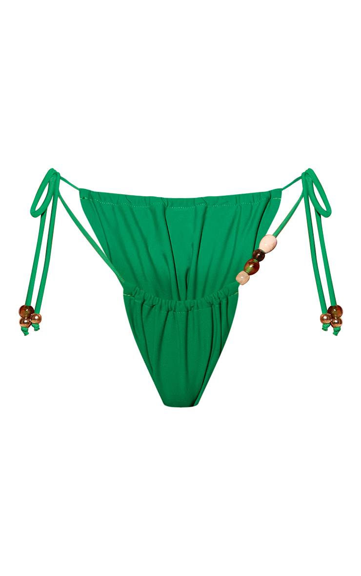 Vert Bas De Bikini À Nouer Sur Les Côtés Avec Perles Décoratives