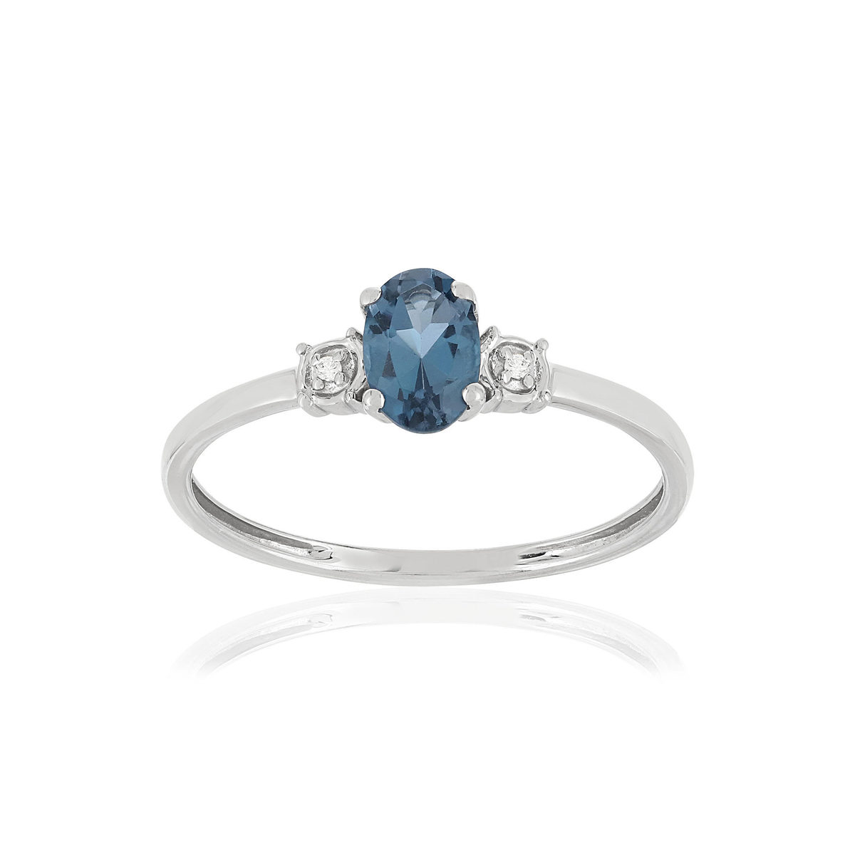 Bague or blanc 375 topaze diamants