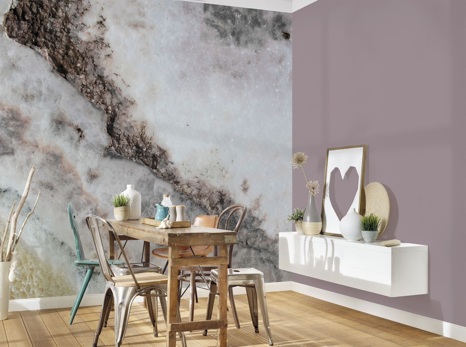 Fototapete DESIGNWALLS - weiß-schwarz - Marmor - 2,55 Meter