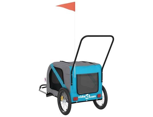 VIDAXL - Remorque de vélo pour animaux de compagnie bleu et gris