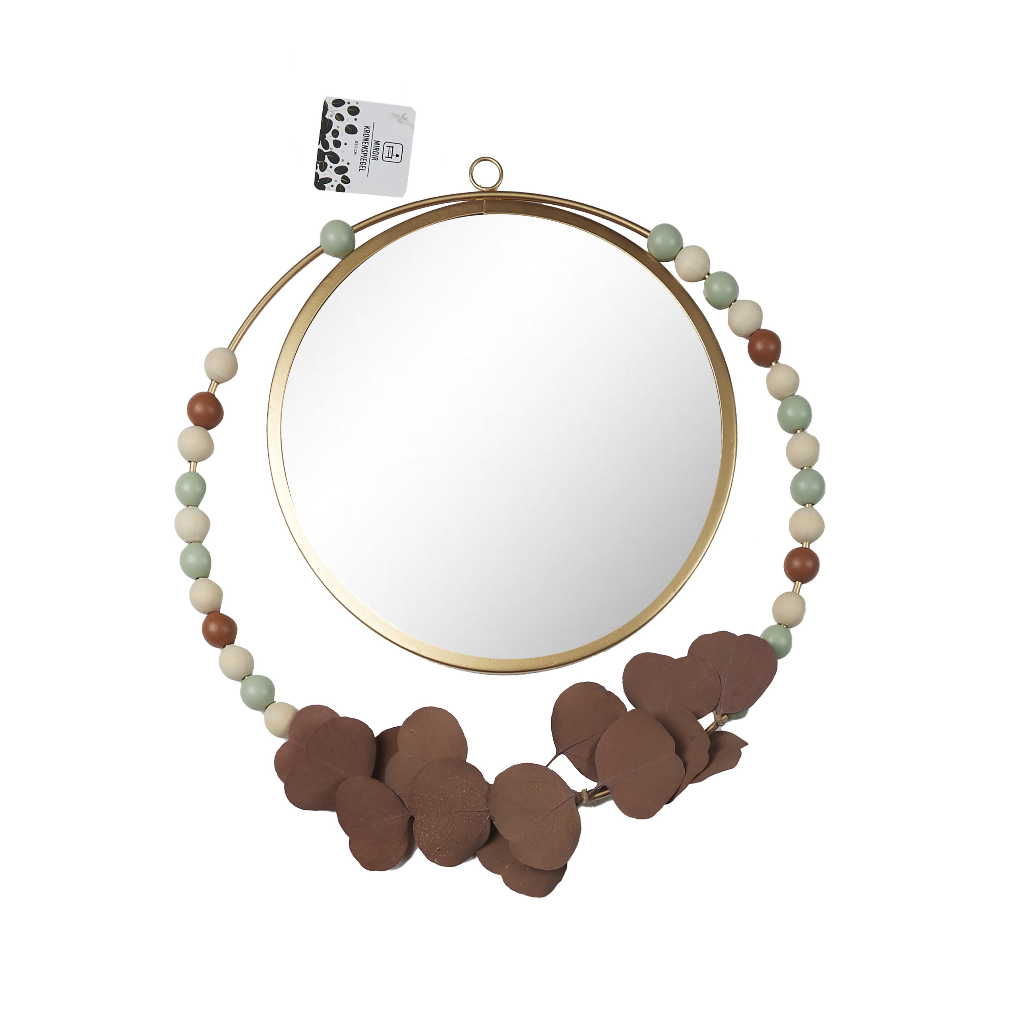MIROIR MURAL DORE FEUILLES TERRACOTA D.33CM