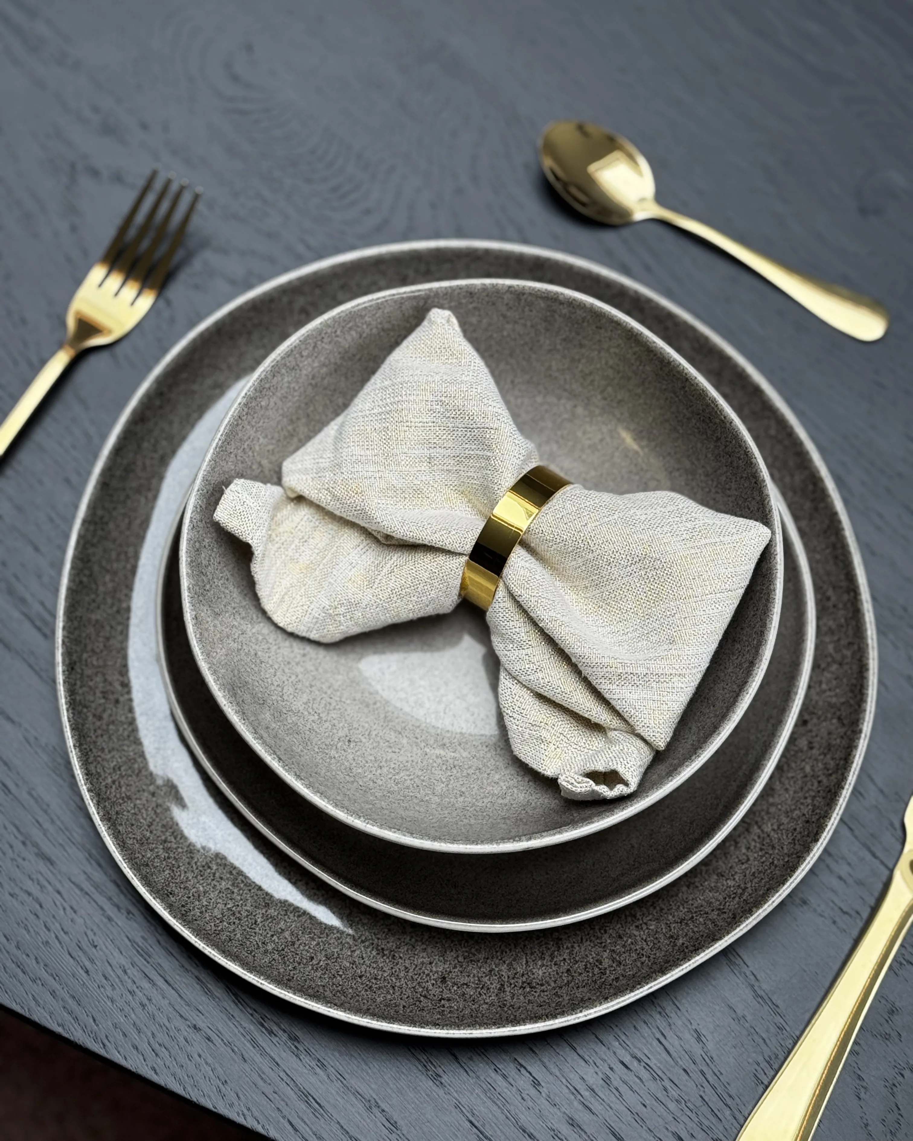 Set van 4 dinerborden COSTMARY Steengoed Grijs