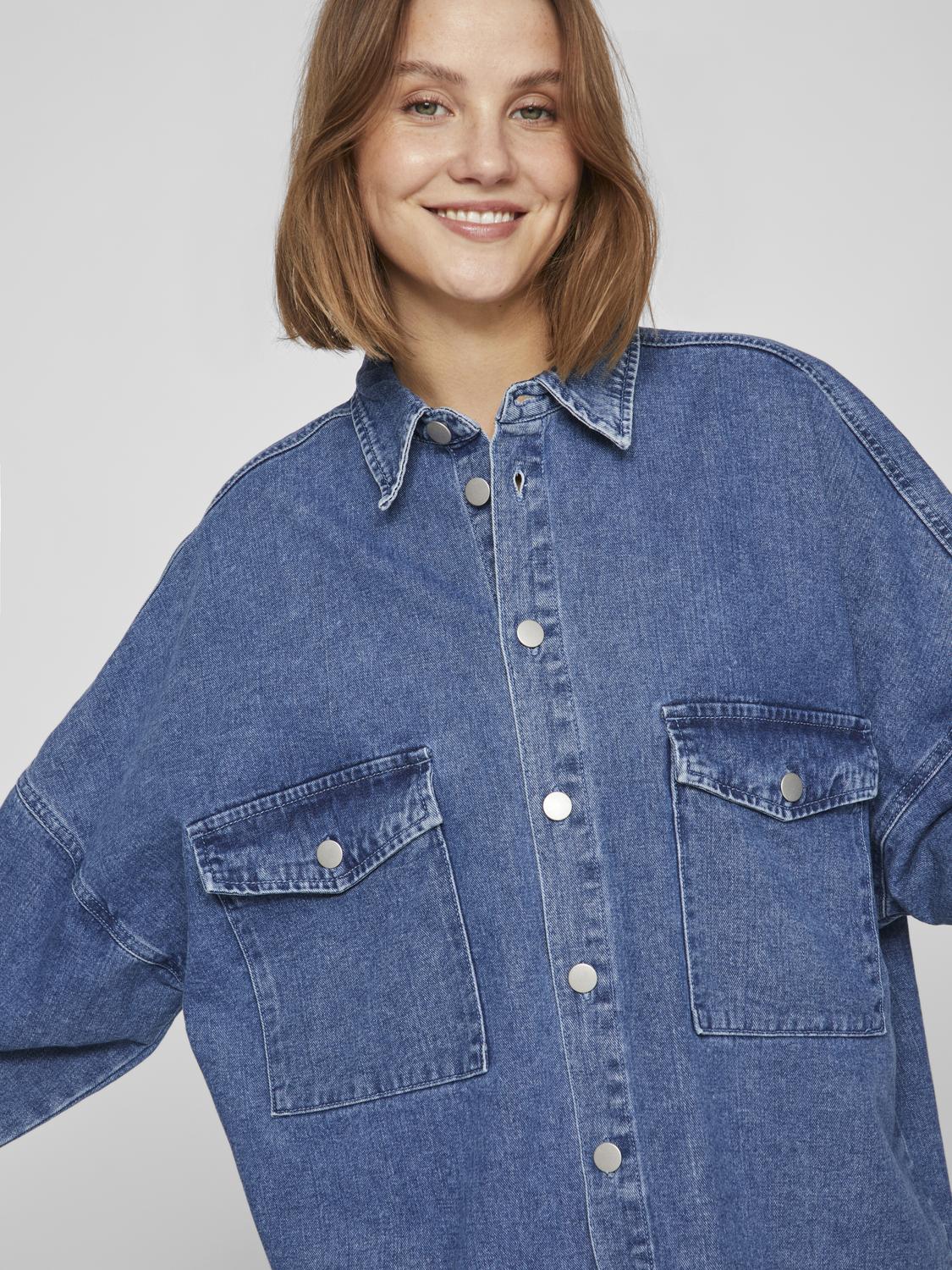 Vila  Vimalou Oversized denimskjorte - Medium Blue Denim