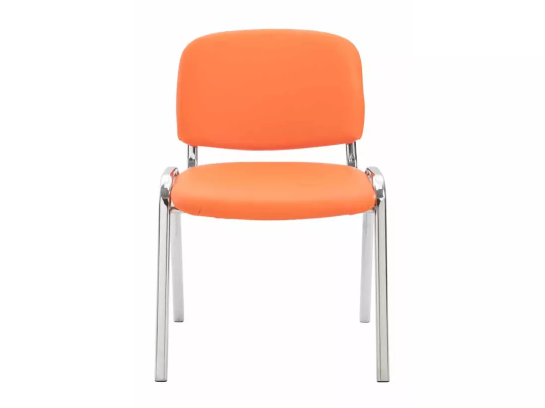Lot de 4 Chaise de conférence - Similicuir & Métal chromé - Orange - Ken