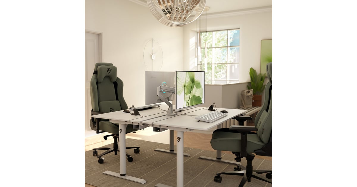 ArozziArena Nordico Sit/Stand Desk - White gaming desk  (Zwart)