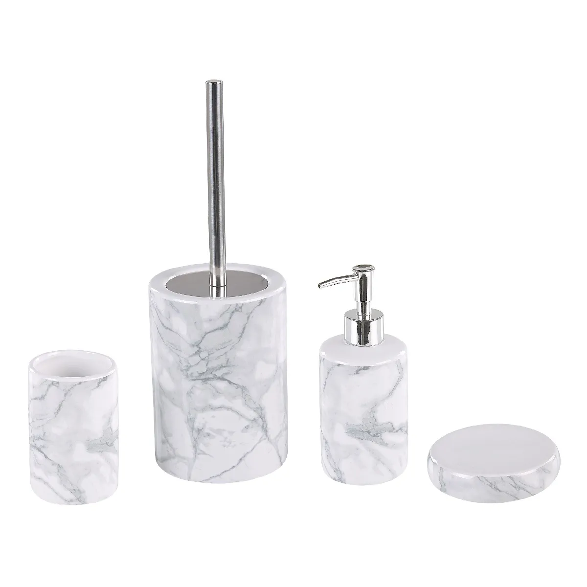 Beliani ARAUCO - Lot de 4 accessoires de salle de bains en céramique blanche