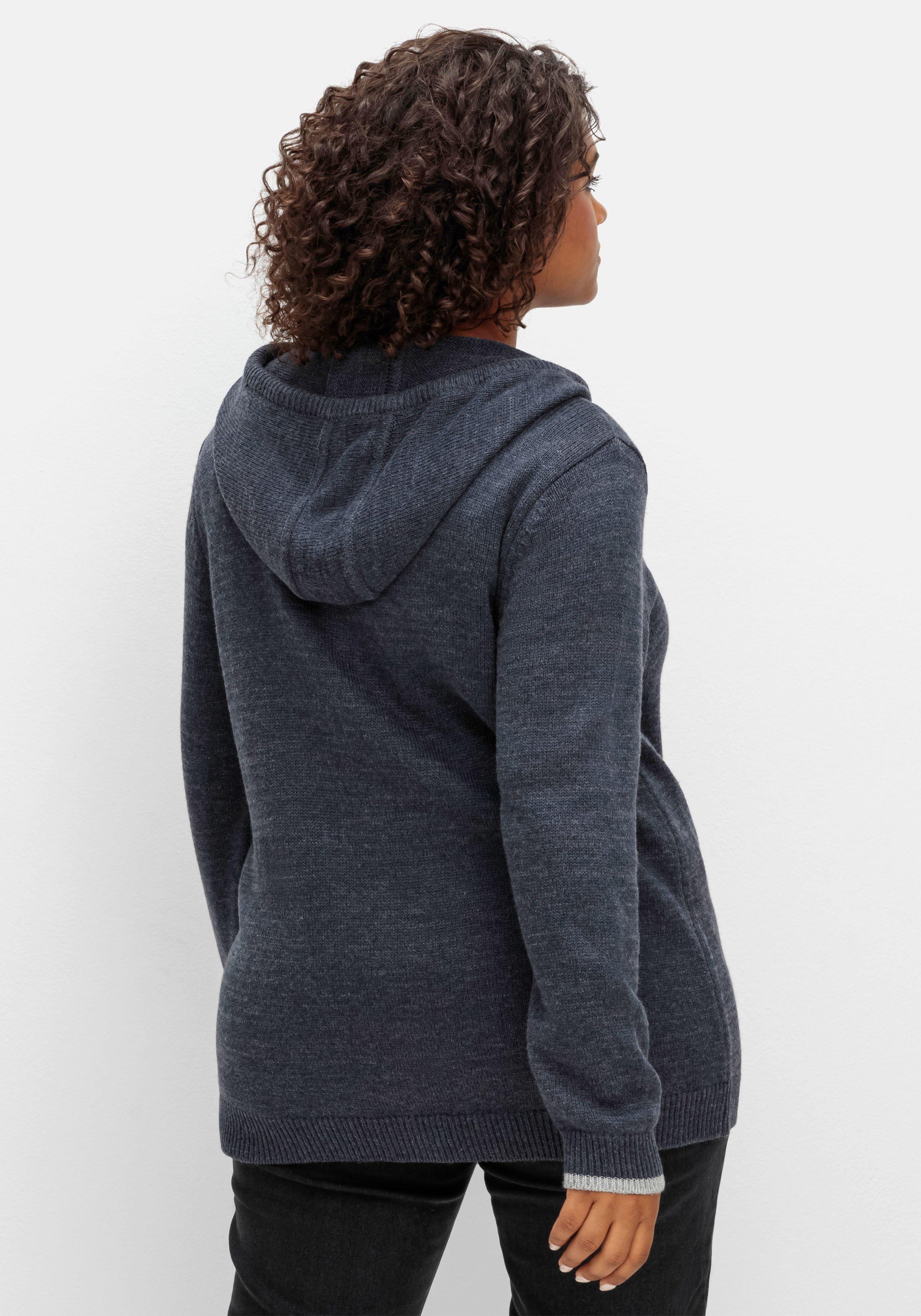 Kapuzenstrickjacke mit Reißverschluss, mit Kaschmiranteil