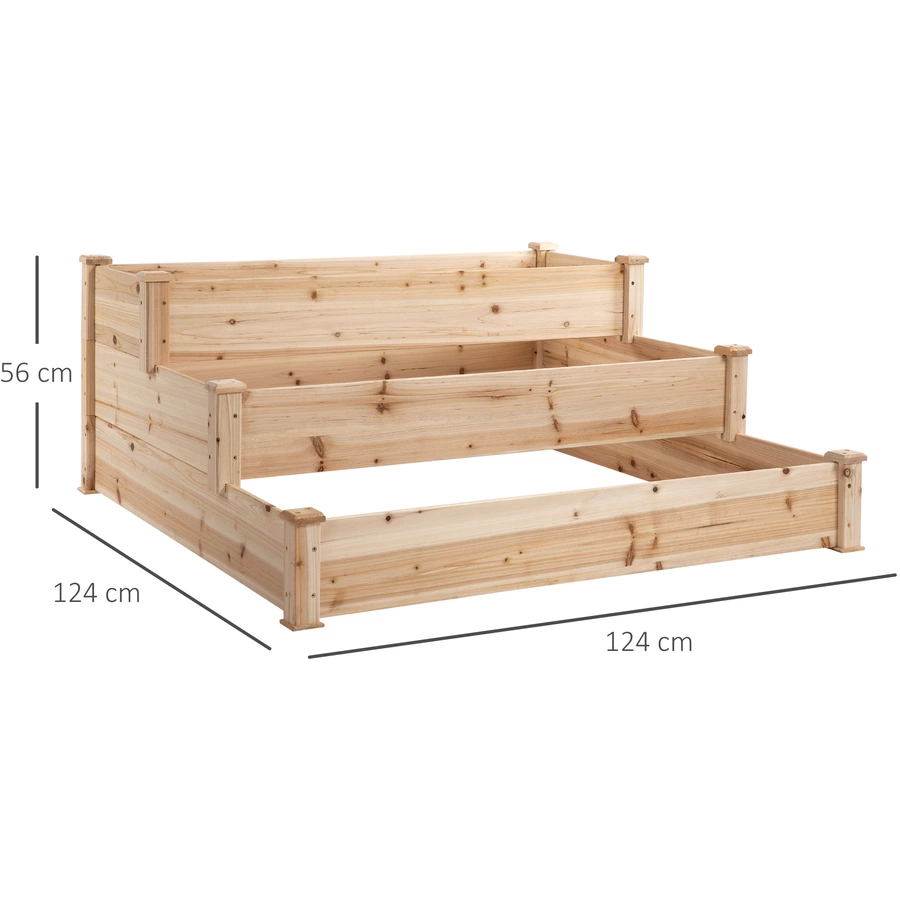 Outsunny Hochbeet mit stufenförmiges Design natur