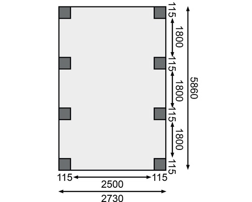 Enkele carport Karibu Bremm 2 variant A 318x670 cm drukgeïmpregneerd