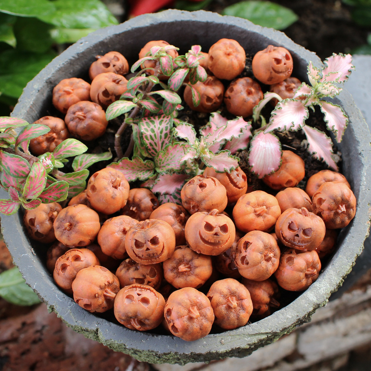 (20er Set) Miniatur Halloween Deko Mini Kürbis Grusel Party Tischdekoration Bastel Zubehör für Kreative DIY Projekte - Orange
