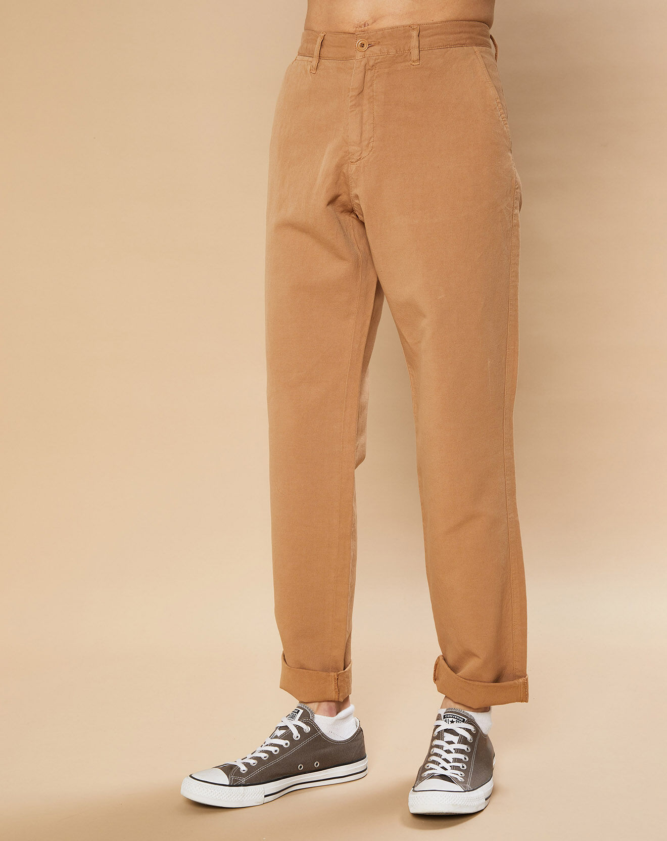 Hartford Pantalon en Coton & Lin Tyron caramel