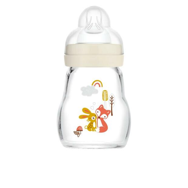 Biberon Verre 170ml 0-6 mois tétine Débit 1 blanc - MAM