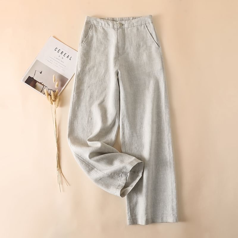 Isaaca - High Rise Plain Wide Leg Broek
