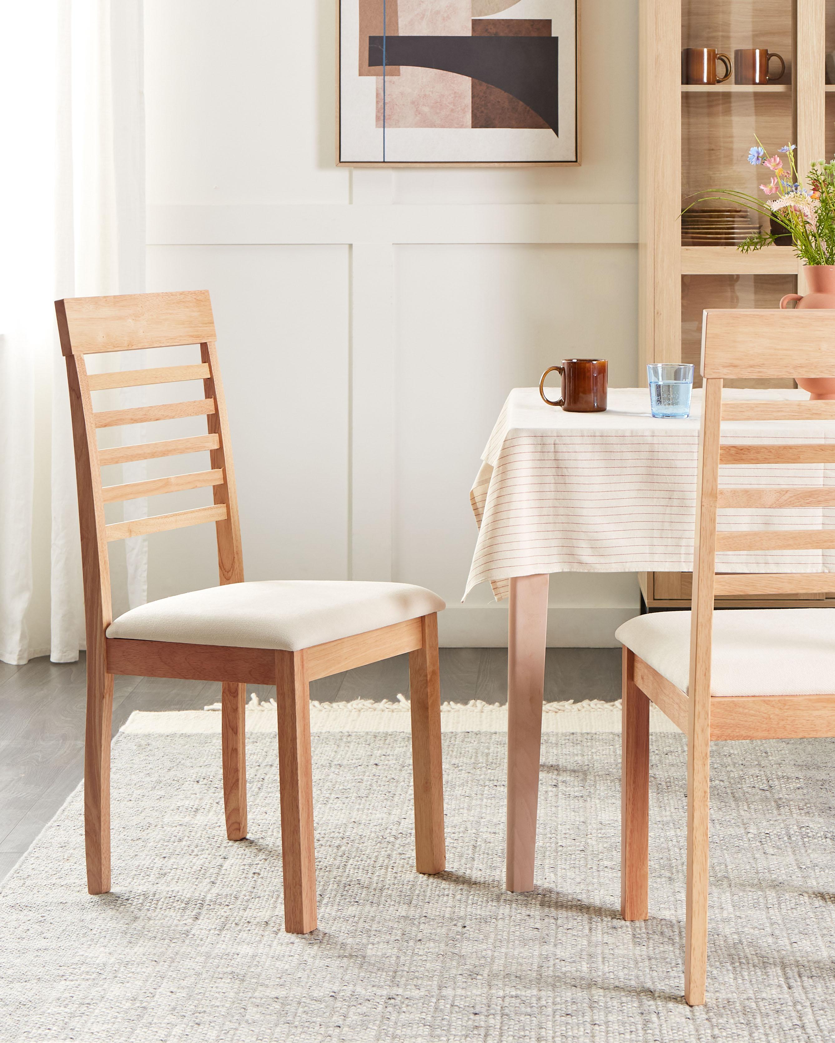 Set van 2 eetkamerstoelen ORTLEY Hout Lichtbruin/beige