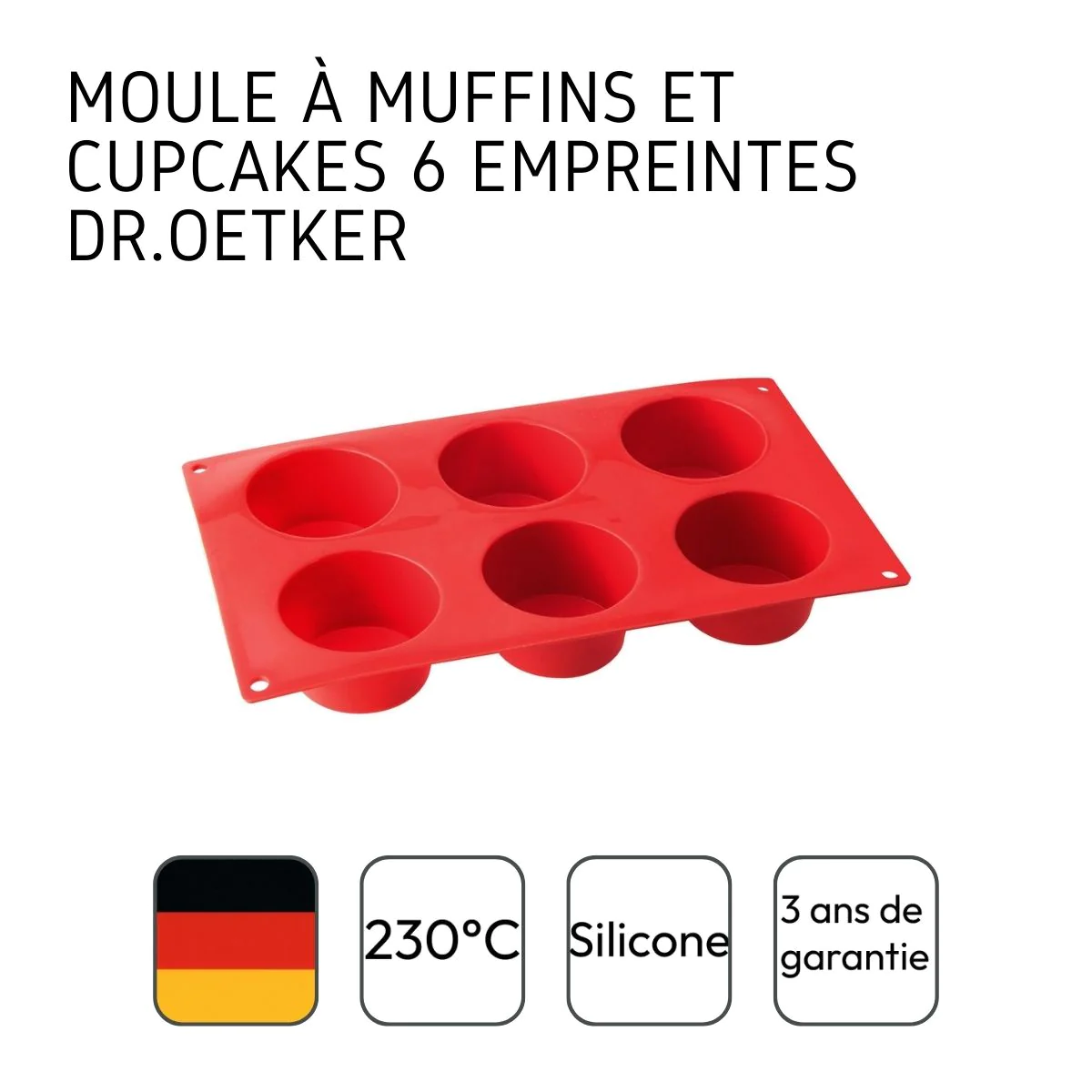 Moule à muffins 6 empreintes Silicone Dr. Oetker
