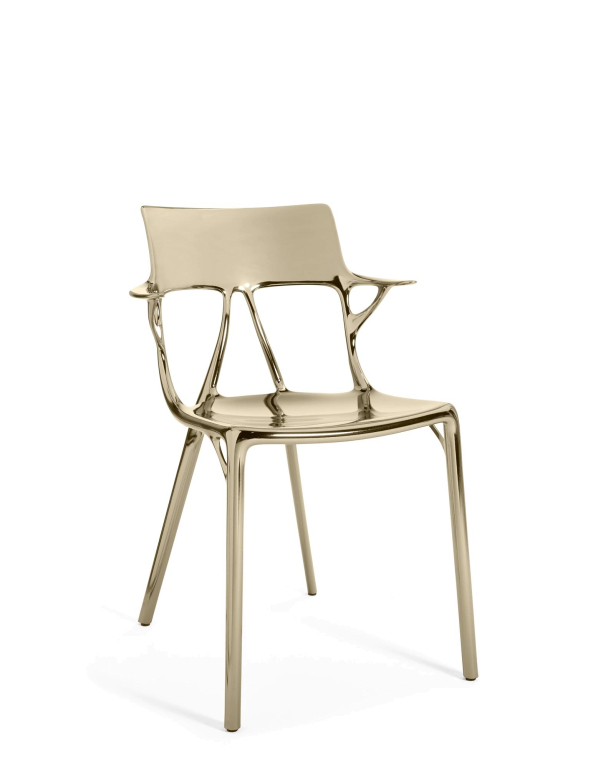 Kartell A.I. stoel met armleuning metallic brons