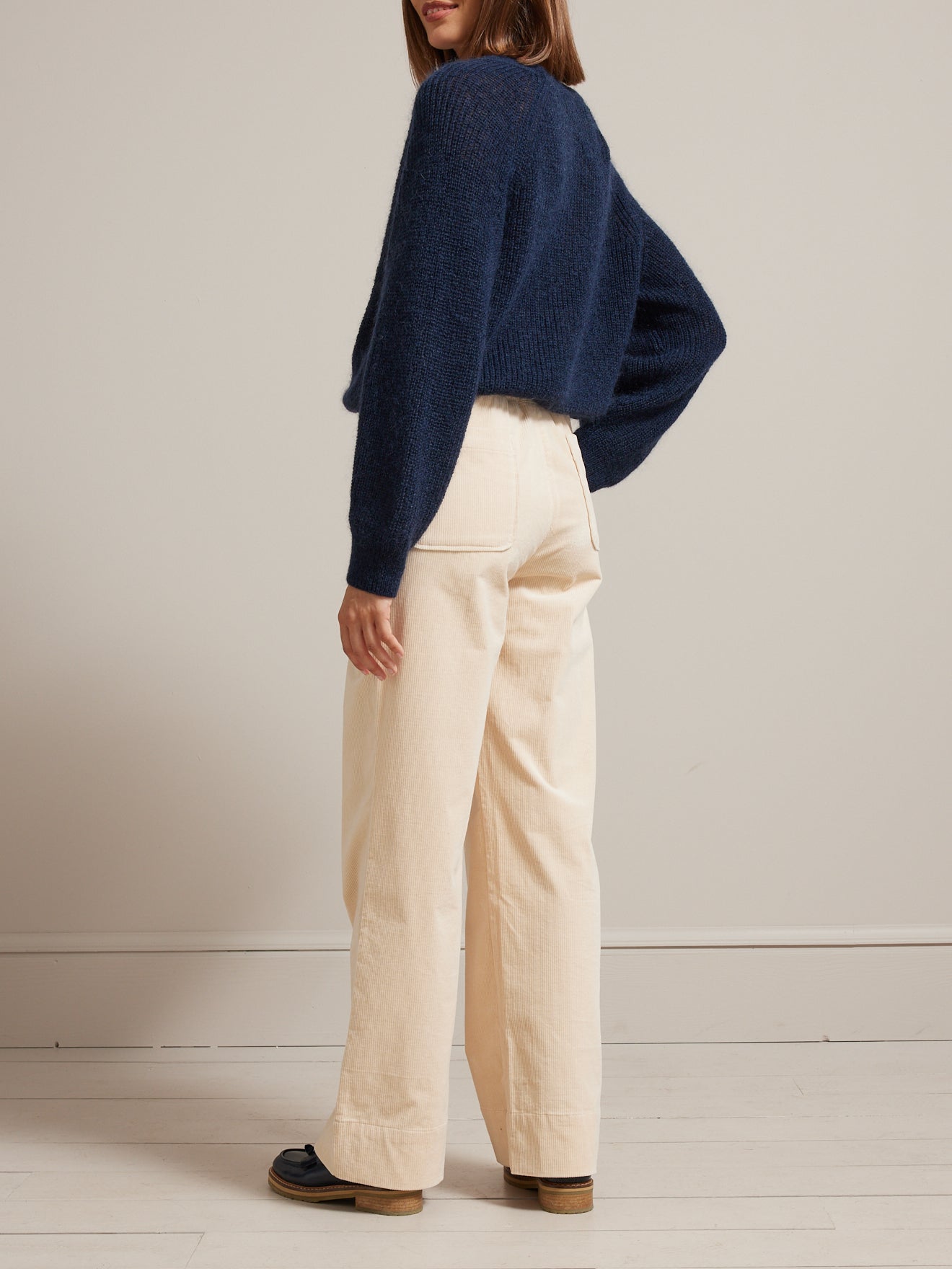 Pantalon large taille élastiquée velours femme Lucie