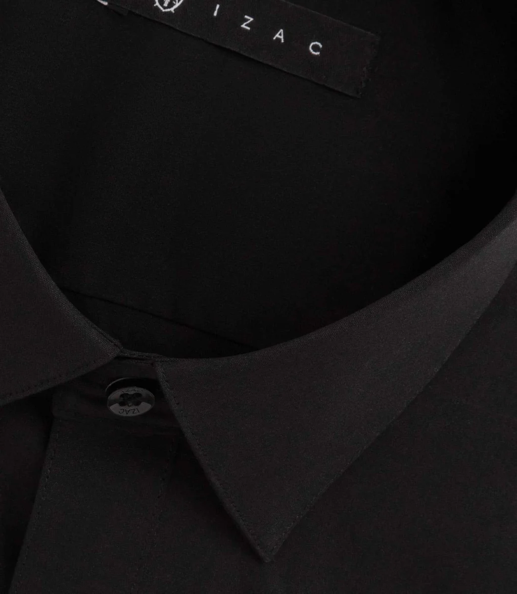 Chemise en popeline stretch noir MALTE