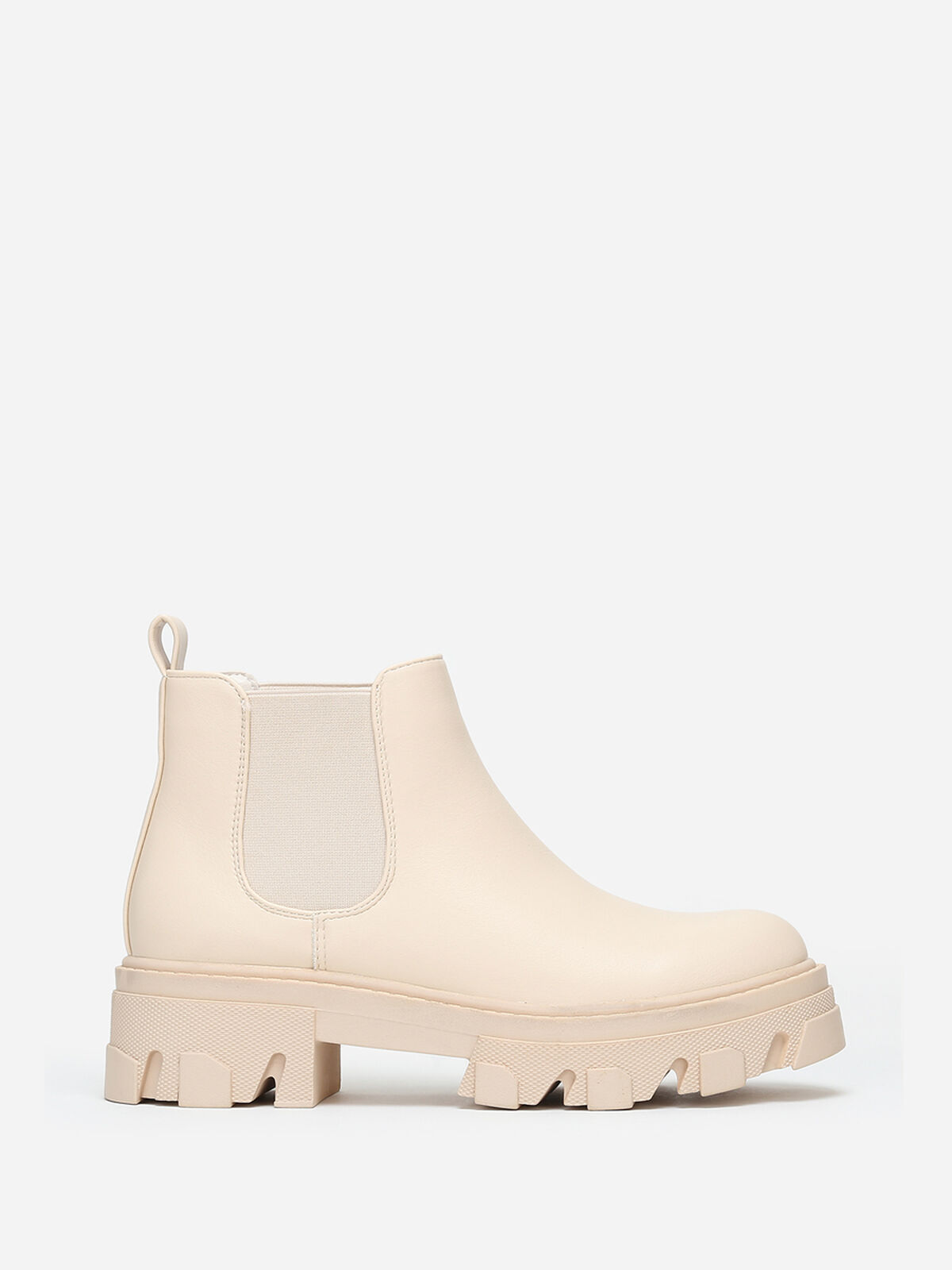 Bottines chelsea basses à semelle crantée- Beige