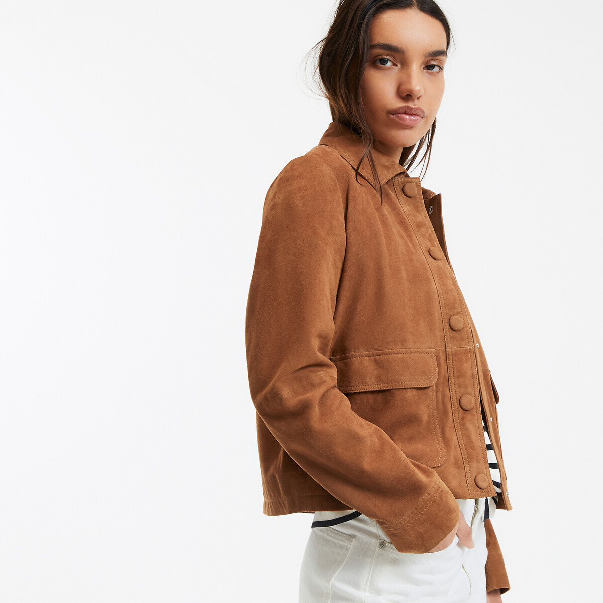 COLEÇÕES LA REDOUTE<br>Jaqueta curta de couro, Signature Abella