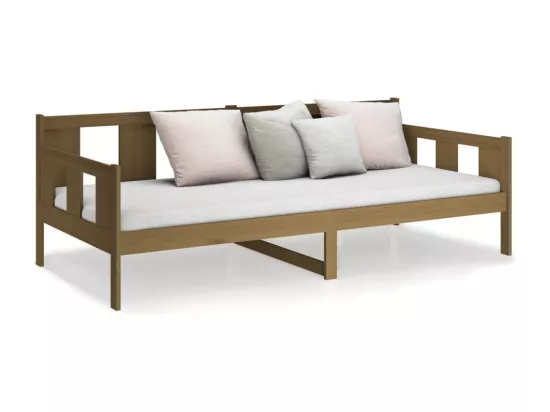 Lit de jour sans matelas marron miel bois pin massif 90x190 cm