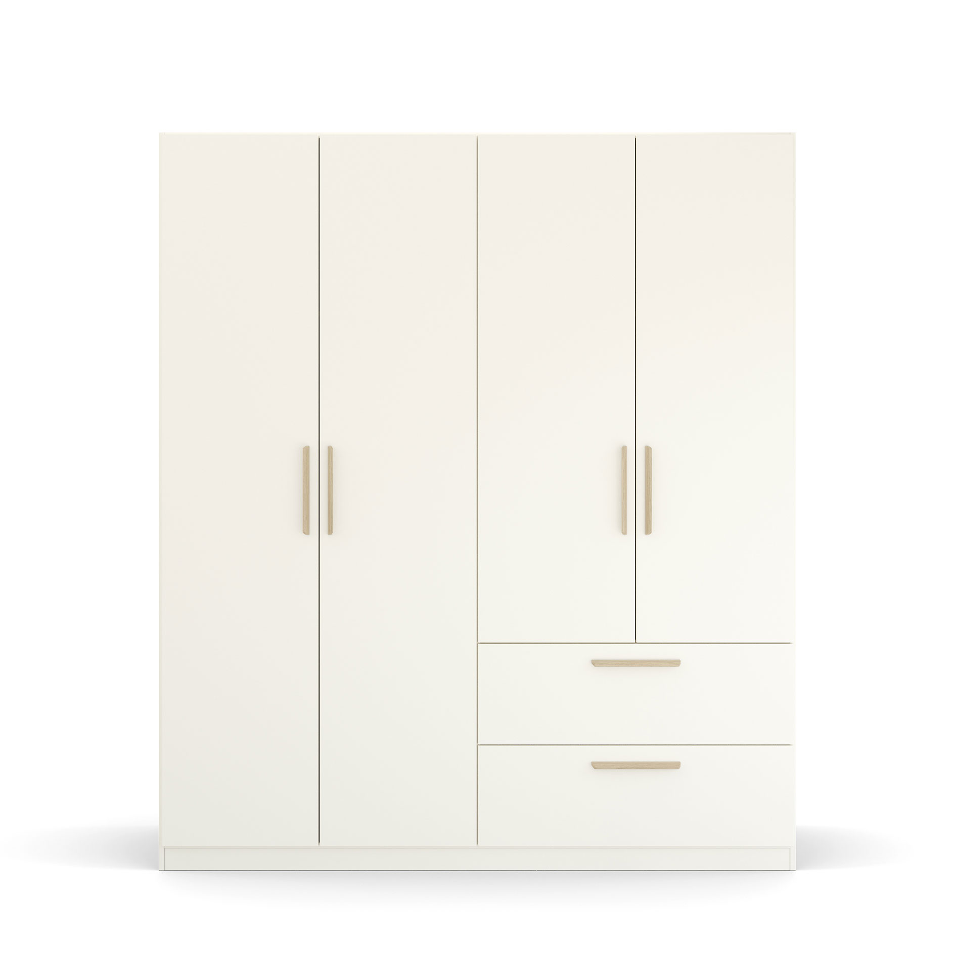Drehtürenschrank - seidengrau - 4-türig - 2 Schubkästen - 181 cm