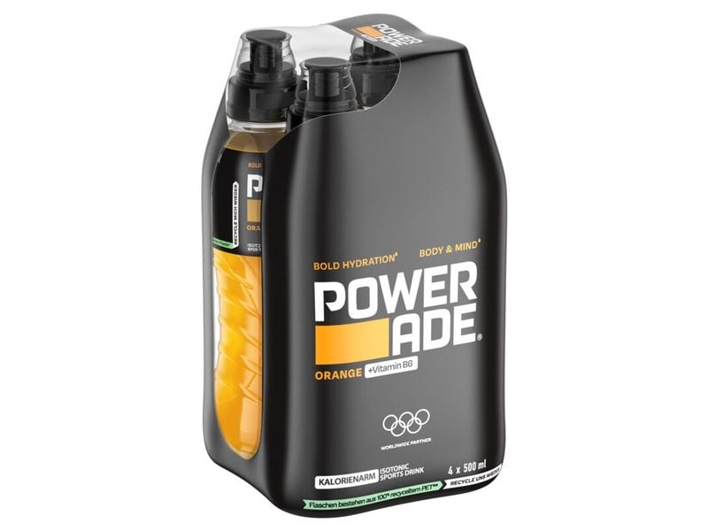 Powerade Sportgetränk Orange 4 x 0.5 l Isotonisches Getränk mit Orangengeschmack