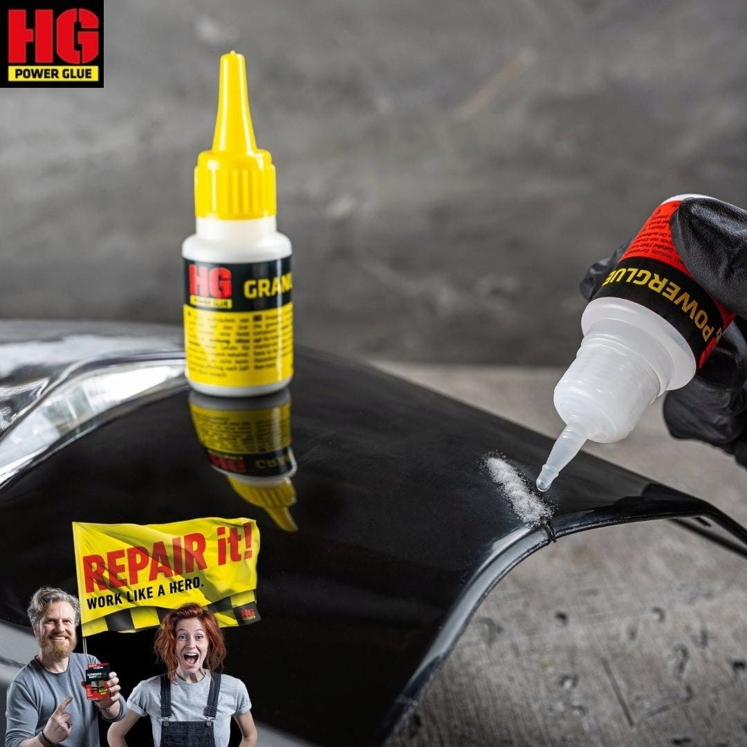 HG Power Glue  Schweissnaht aus der Flasche Regular, 20 g / 40 g    Hochleistungs-2-Komponenten-Klebstoff für extreme Reparaturen