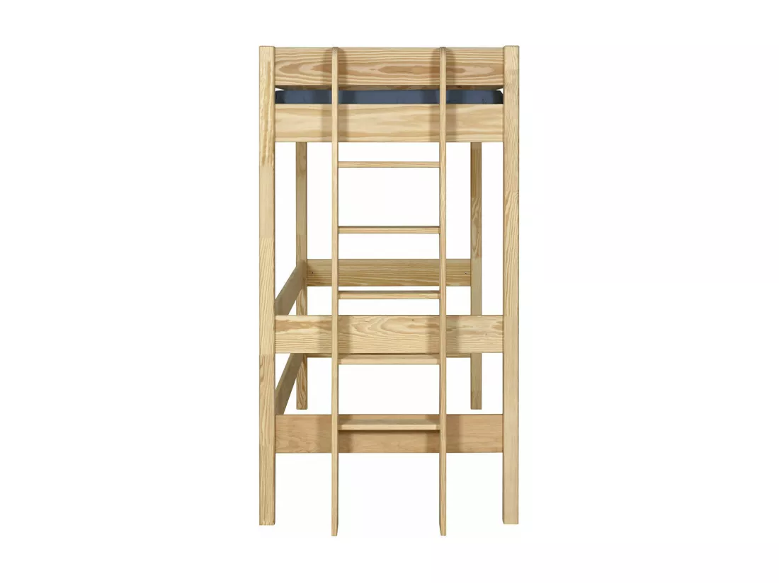 Lit mezzanine 90x190 cm bois massif bois naturel TINO