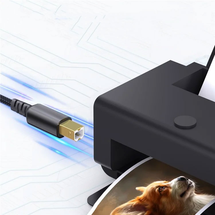 (1m) 2in1 USB 2.0 / USB-C auf USB-B Nylon Verbindungskabel für Drucker / Laptop / PC - Schwarz