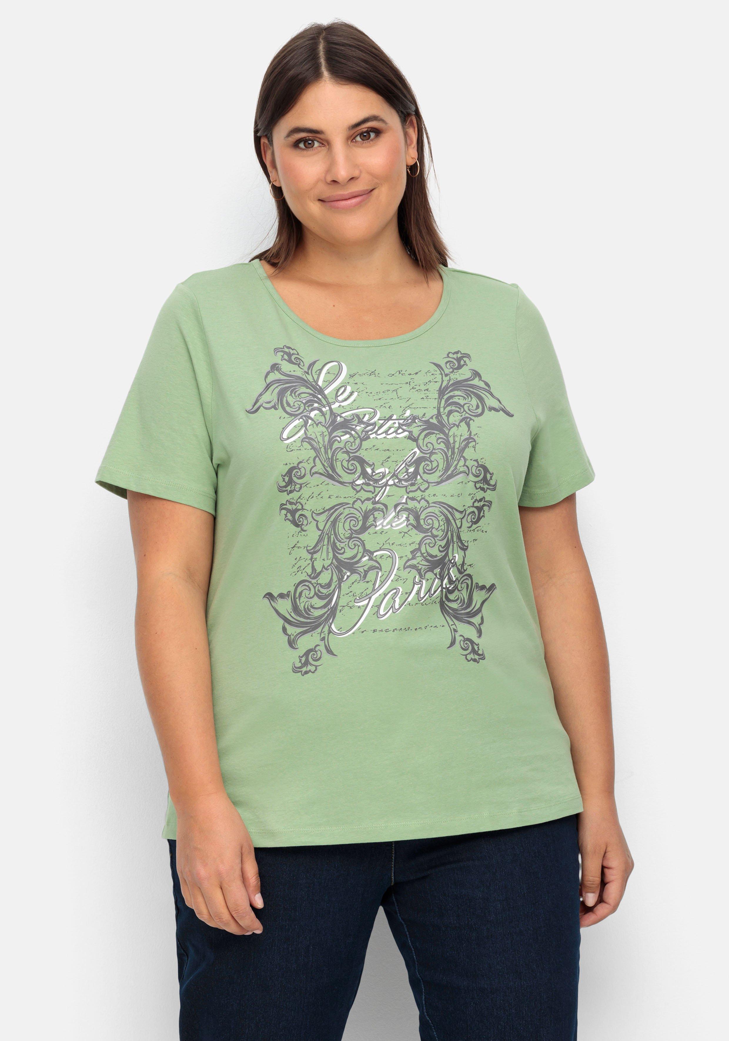 Jerseyshirt mit Frontprint und kurzem Ärmel