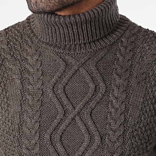 Pull Col Roulé Marron