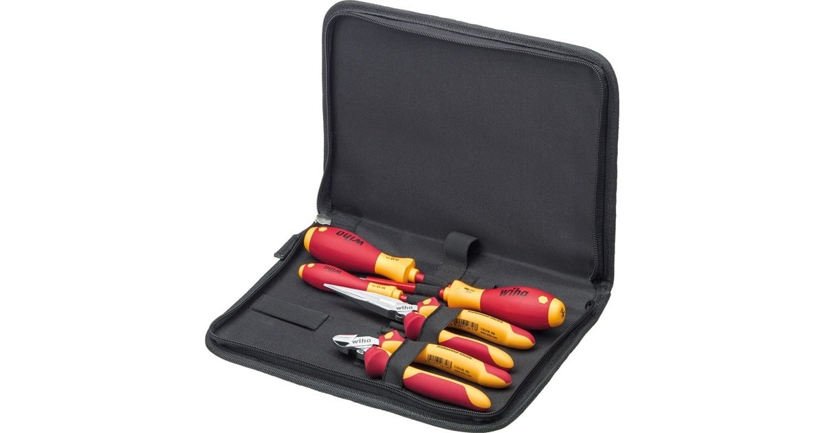 WihaGereedschapset elektricien gereedschapsset  (Rood/geel, 5-delig in gereedschapetui)