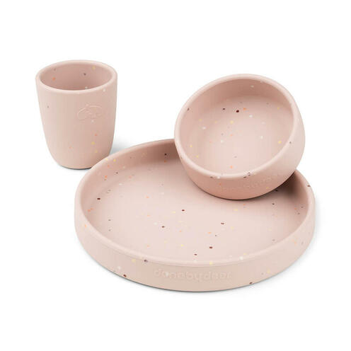 Coffret Repas Silicone CONFETTI Rose - DONE BY DEER