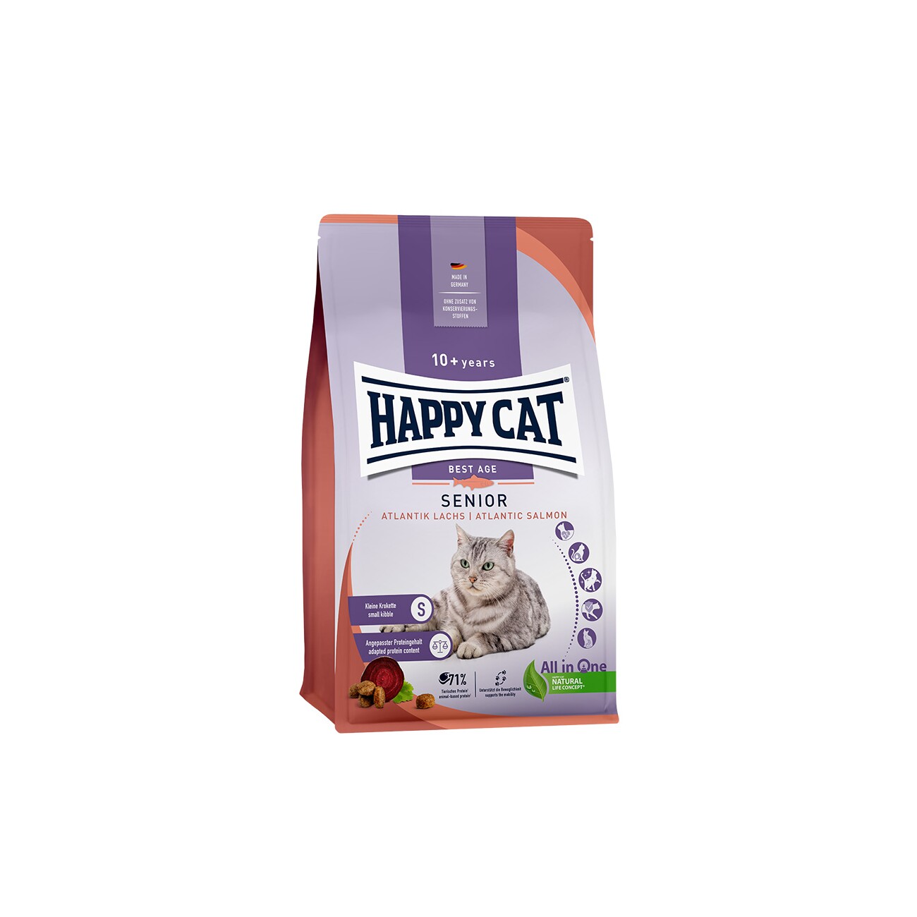 HAPPY CAT Trockenfutter Katze Senior, Atlantik-Lachs 1,3 kg
