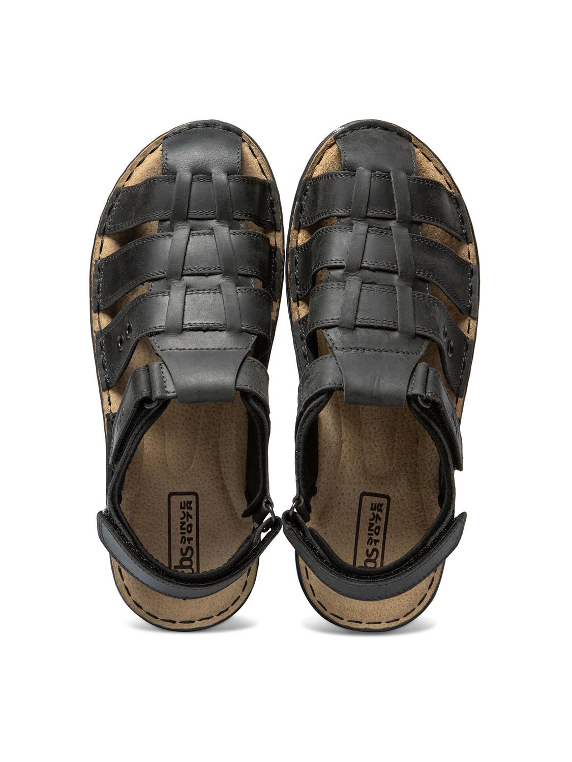 Sandales Homme Dessus Cuir Noir
