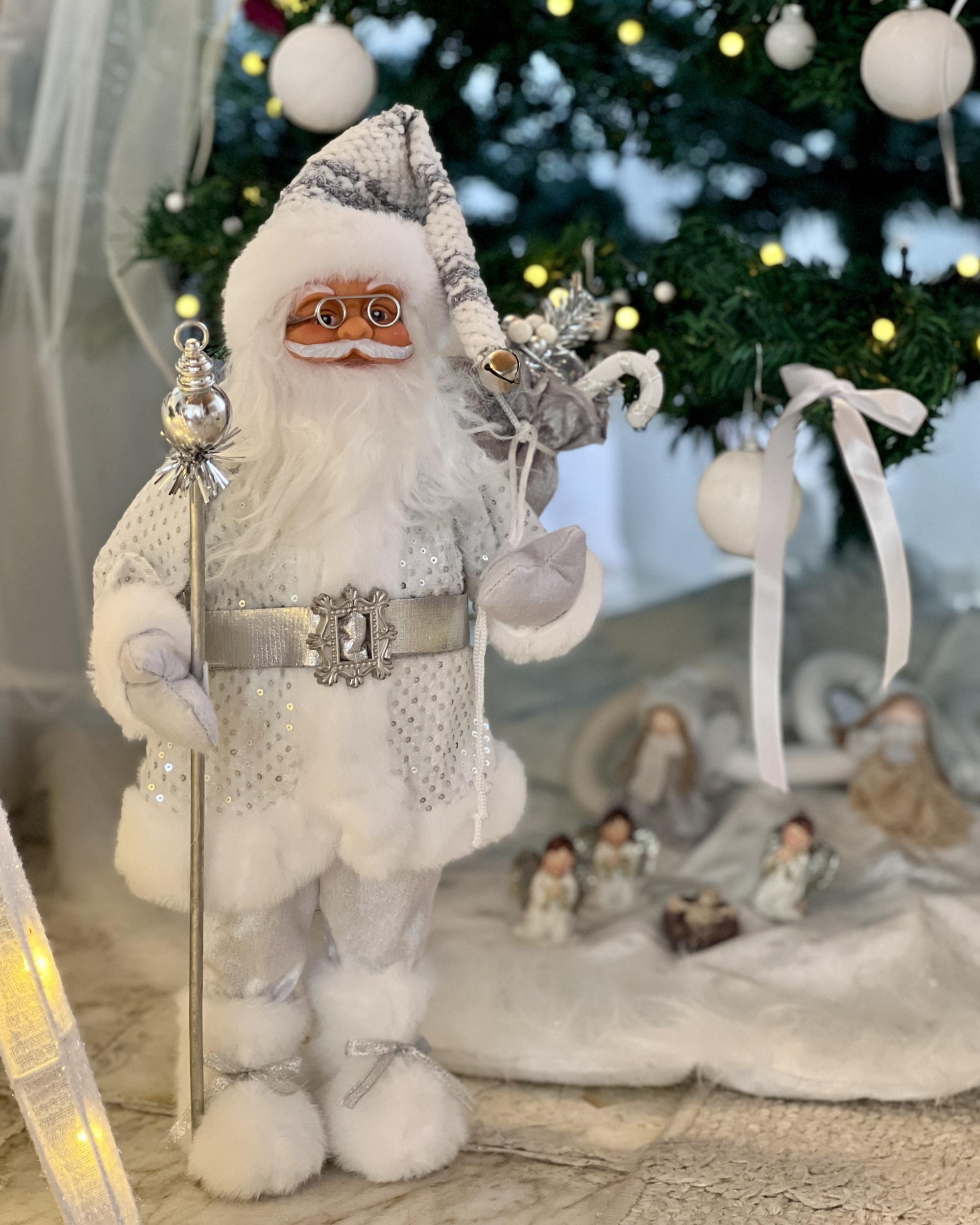 Kerstdecoratie NELAUG Kerstman 48 cm Zilver