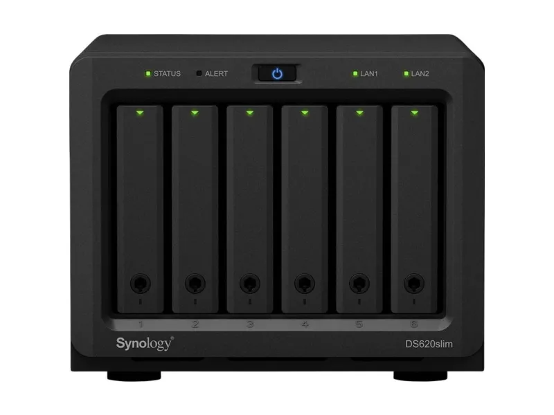 Synology Disk Station DS620slim - NAS-server - 6 bays - SATA 6Gb/s - RAID 0, 1, 5, 6, 10, JBOD - RAM 2 GB - Gigabit Ethernet - iSCSI support