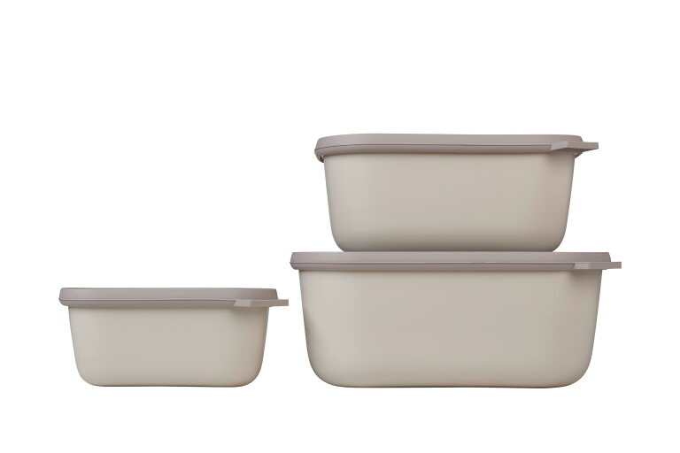 Mepal Cirqula Multischüsselset rechteckig hoch 3-teilig 750 / 1500 / 3000 ml  nordic white