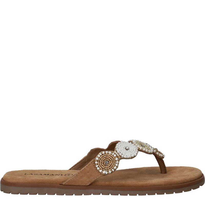 Lazamani Mey Toe Rounds Slippers Beige Dames