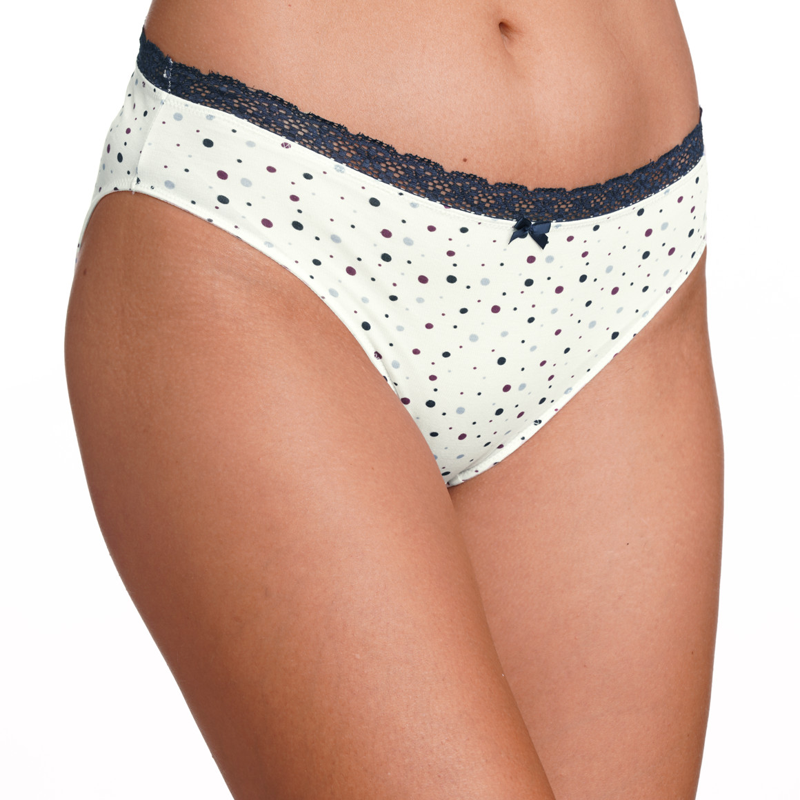 Gina Benotti 3 Damen Slips mit Spitzenbesatz cremeweiss / dunkelblau